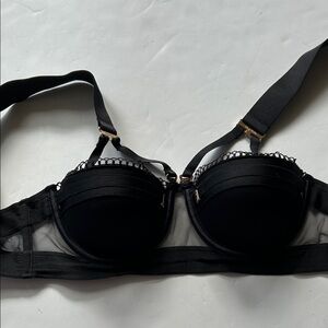 Honey Birdette Black Padded Bra Thick Straps size 32C